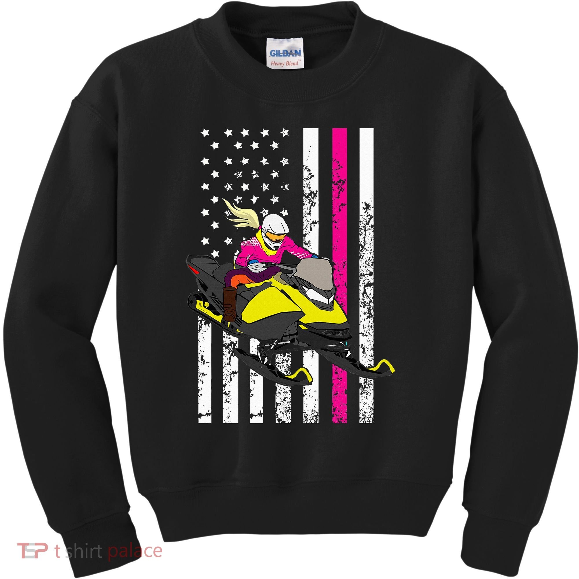 American Snowmobile Rider American Flag Snowmobile Kids Sweatshirt
