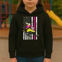 American Snowmobile Rider American Flag Snowmobile Kids Hoodie thumb 3