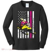 American Snowmobile Rider American Flag Snowmobile Kids Long Sleeve Shirt thumb 0