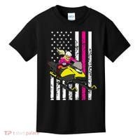 American Snowmobile Rider American Flag Snowmobile Kids T-Shirt thumb 0