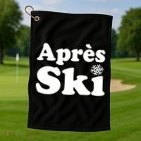 Apres Ski Retro Style Snowflake Gift Golf Towel thumb 1