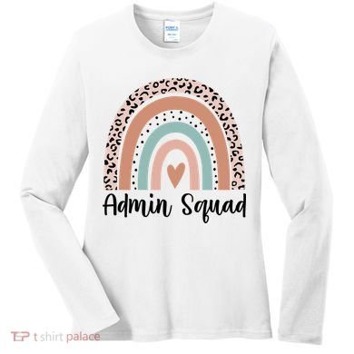Admin Squad Rainbow Matching Admin Team Assistants Staff Gift Women's Long Sleeve Shirt