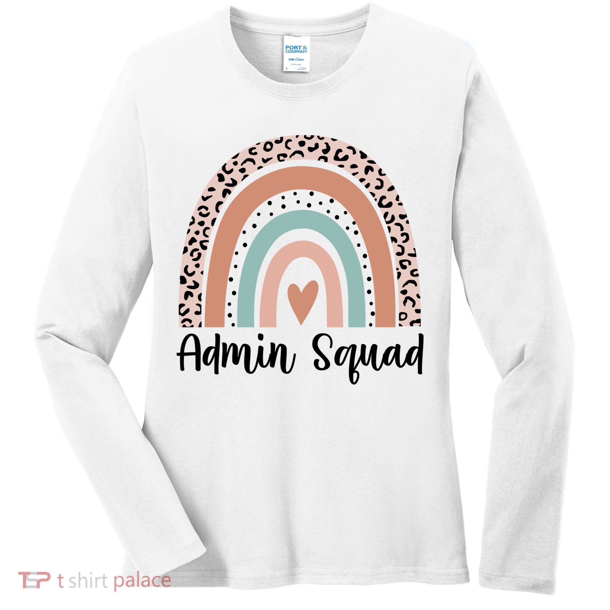 Admin Squad Rainbow Matching Admin Team Assistants Staff Gift Women's Long Sleeve Shirt