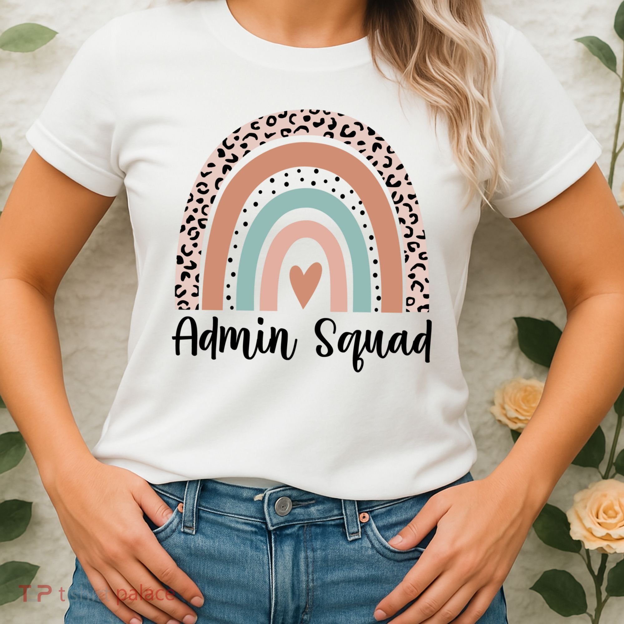 Admin Squad Rainbow Matching Admin Team Assistants Staff Gift Women's T-Shirt