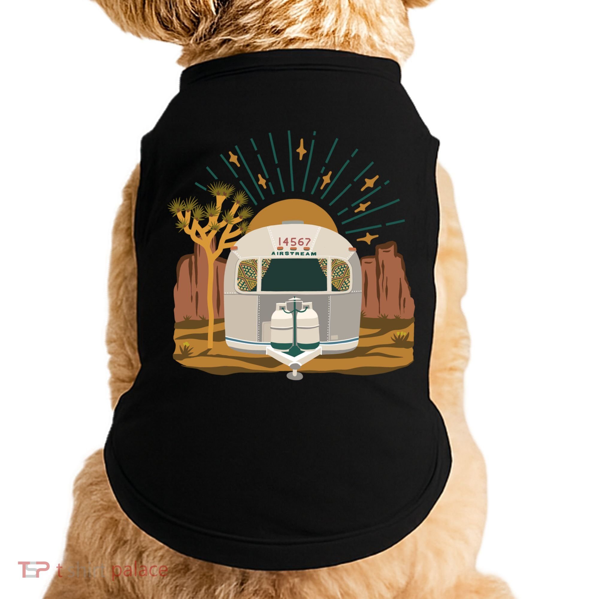 Airstream Sunset Retro Pastel Desert Travel Gift Doggie Tank