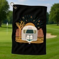 Airstream Sunset Retro Pastel Desert Travel Gift Golf Towel thumb 1