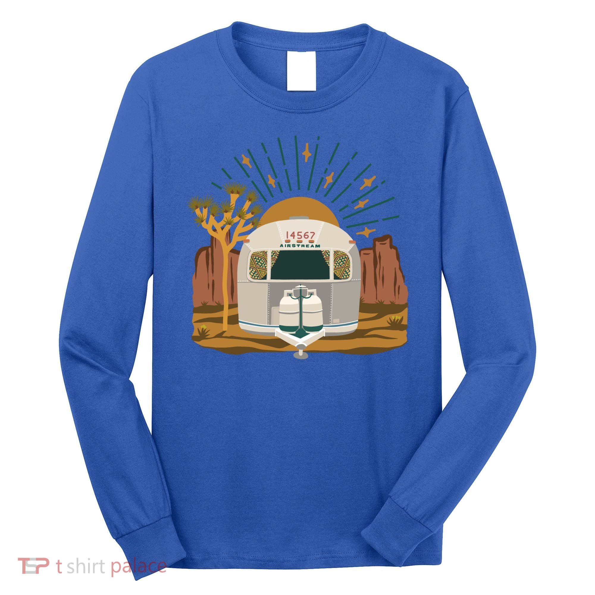 Airstream Sunset Retro Pastel Desert Travel Gift Long Sleeve Shirt