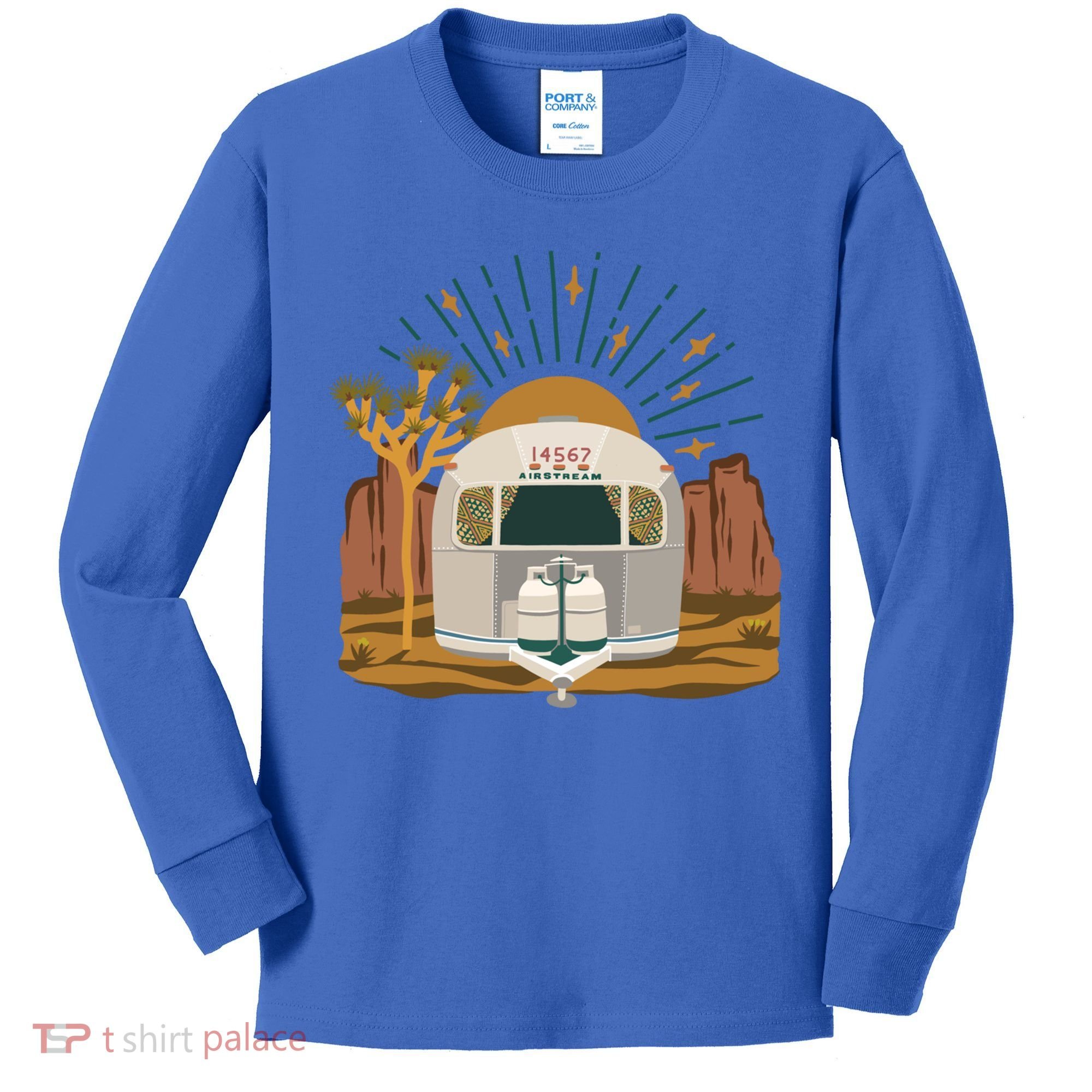 Airstream Sunset Retro Pastel Desert Travel Gift Kids Long Sleeve Shirt