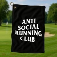 Anti Social Running Club Funny Introvert Runner Gift Golf Towel thumb 1