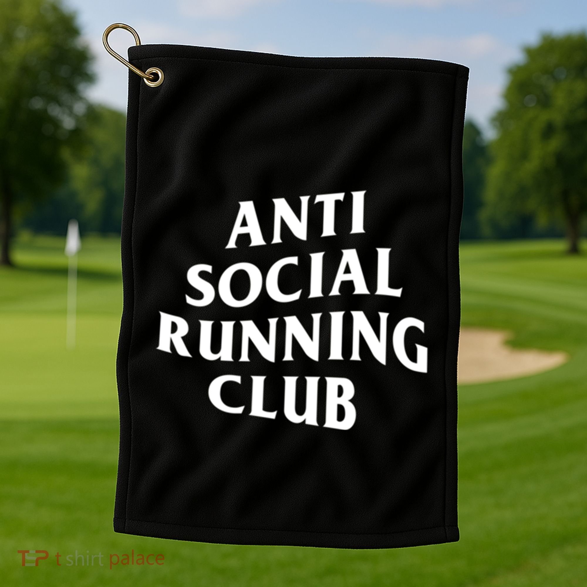 Anti Social Running Club Funny Introvert Runner Gift Golf Towel