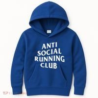 Anti Social Running Club Funny Introvert Runner Gift Kids Hoodie thumb 0
