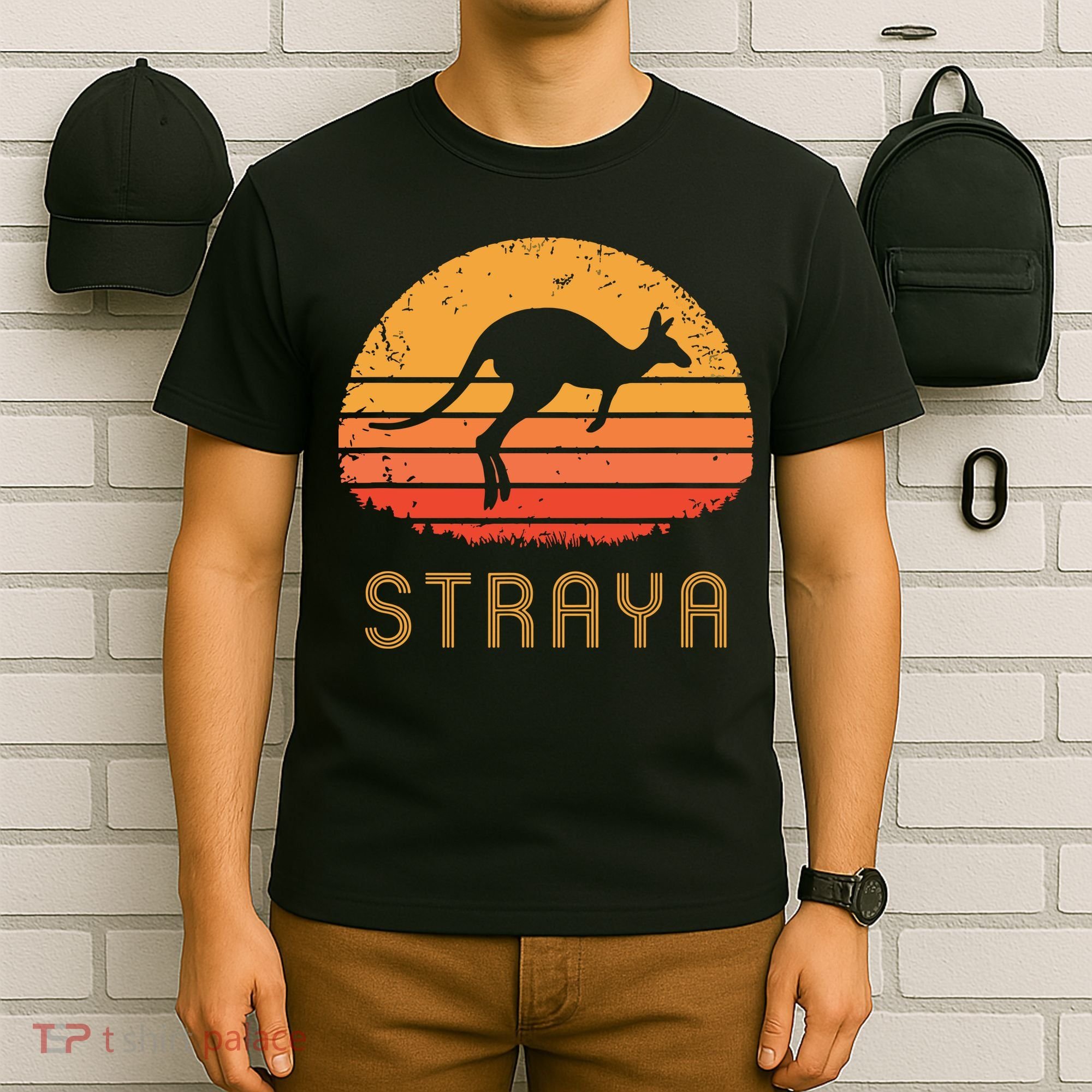 Australia Straya Retro Gift Vintage Kangaroo Outback Aussie T-Shirt