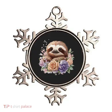 Adorable Sloth Surrounded By Blossoming Flowers Ornament