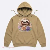 Adorable Sloth Surrounded By Blossoming Flowers Hoodie thumb 0
