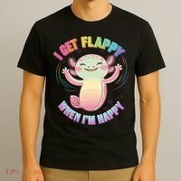 Autism Support Stimming Axolotl I Get Flappy When I´m Happy T-Shirt thumb 3