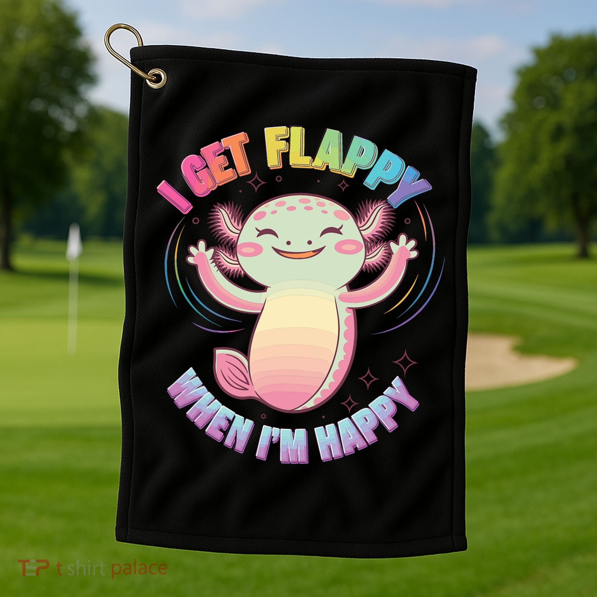 Autism Support Stimming Axolotl I Get Flappy When I´m Happy Golf Towel