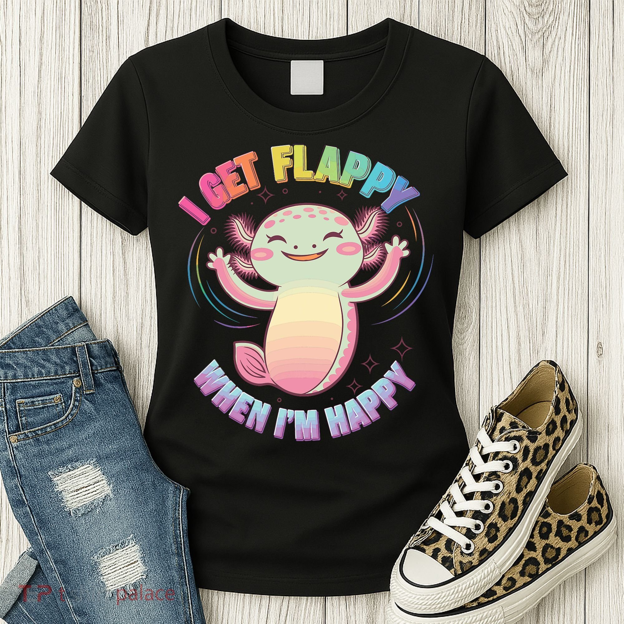 Autism Support Stimming Axolotl I Get Flappy When I´m Happy Women's T-Shirt