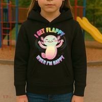 Autism Support Stimming Axolotl I Get Flappy When I´m Happy Kids Hoodie thumb 3