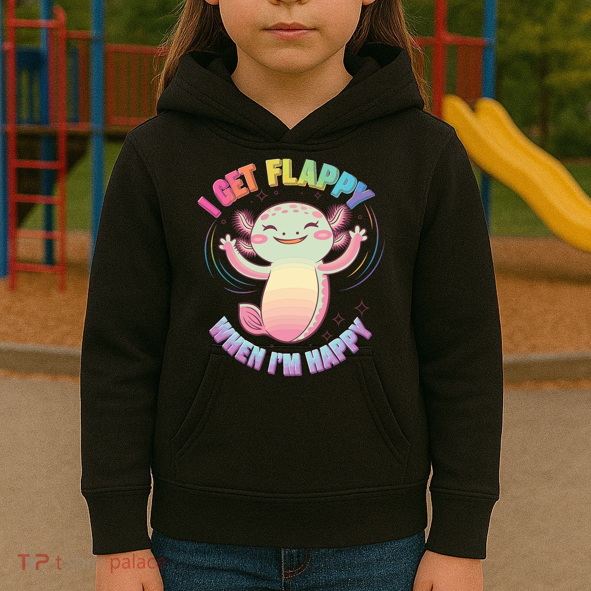 Autism Support Stimming Axolotl I Get Flappy When I´m Happy Kids Hoodie