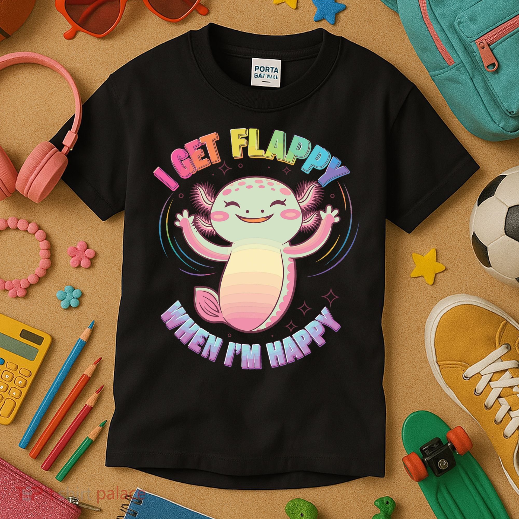Autism Support Stimming Axolotl I Get Flappy When I´m Happy Kids T-Shirt
