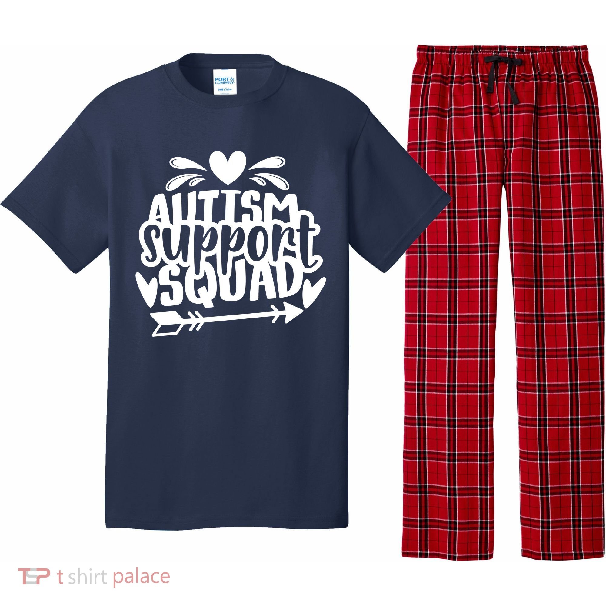 Autism Support Squad | Black / White Pajama Set