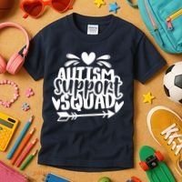 Autism Support Squad | Black / White Kids T-Shirt thumb 3