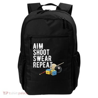Aim Shoot Swear Repeat Cool Gift Pool Player Cool Gift Hall Shark Billiard Gift Backpack
