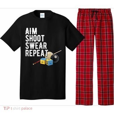 Aim Shoot Swear Repeat Cool Gift Pool Player Cool Gift Hall Shark Billiard Gift Pajama Set