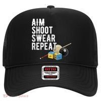 Aim Shoot Swear Repeat Cool Gift Pool Player Cool Gift Hall Shark Billiard Gift Hat thumb 0