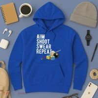 Aim Shoot Swear Repeat Cool Gift Pool Player Cool Gift Hall Shark Billiard Gift Hoodie thumb 3