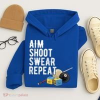Aim Shoot Swear Repeat Cool Gift Pool Player Cool Gift Hall Shark Billiard Gift Hoodie thumb 4