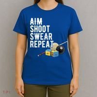 Aim Shoot Swear Repeat Cool Gift Pool Player Cool Gift Hall Shark Billiard Gift T-Shirt thumb 4