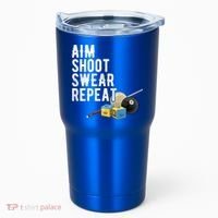 Aim Shoot Swear Repeat Cool Gift Pool Player Cool Gift Hall Shark Billiard Gift Tumbler thumb 0