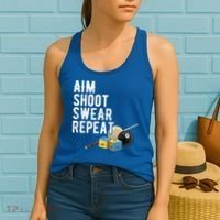 Aim Shoot Swear Repeat Cool Gift Pool Player Cool Gift Hall Shark Billiard Gift Women's Tank Top thumb 2