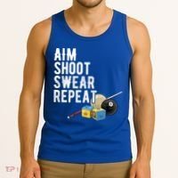 Aim Shoot Swear Repeat Cool Gift Pool Player Cool Gift Hall Shark Billiard Gift Tank Top thumb 3