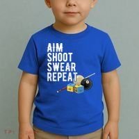 Aim Shoot Swear Repeat Cool Gift Pool Player Cool Gift Hall Shark Billiard Gift Toddler T-Shirt thumb 2