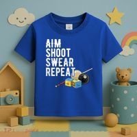 Aim Shoot Swear Repeat Cool Gift Pool Player Cool Gift Hall Shark Billiard Gift Toddler T-Shirt thumb 3