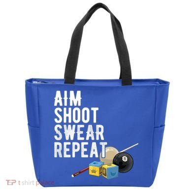 Aim Shoot Swear Repeat Cool Gift Pool Player Cool Gift Hall Shark Billiard Gift Tote Bag