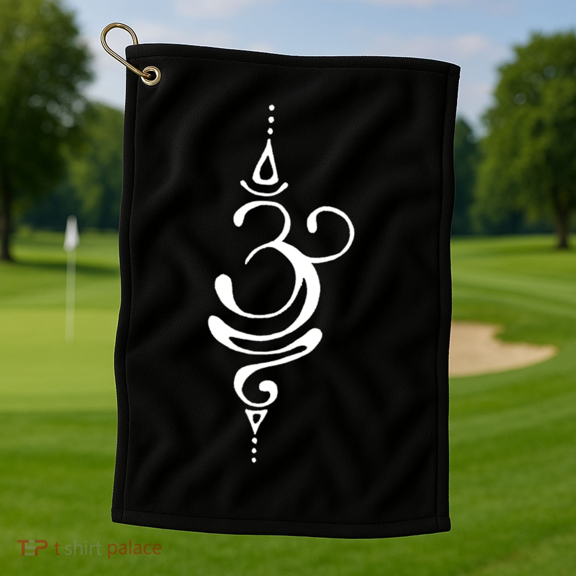 Ancient Sanskrit Symbol For Breathe Inspiration Om Yoga Great Gift Golf Towel