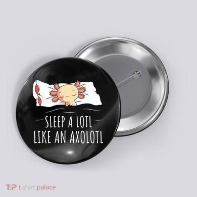 Axolotl Salamander Sleeping   Button