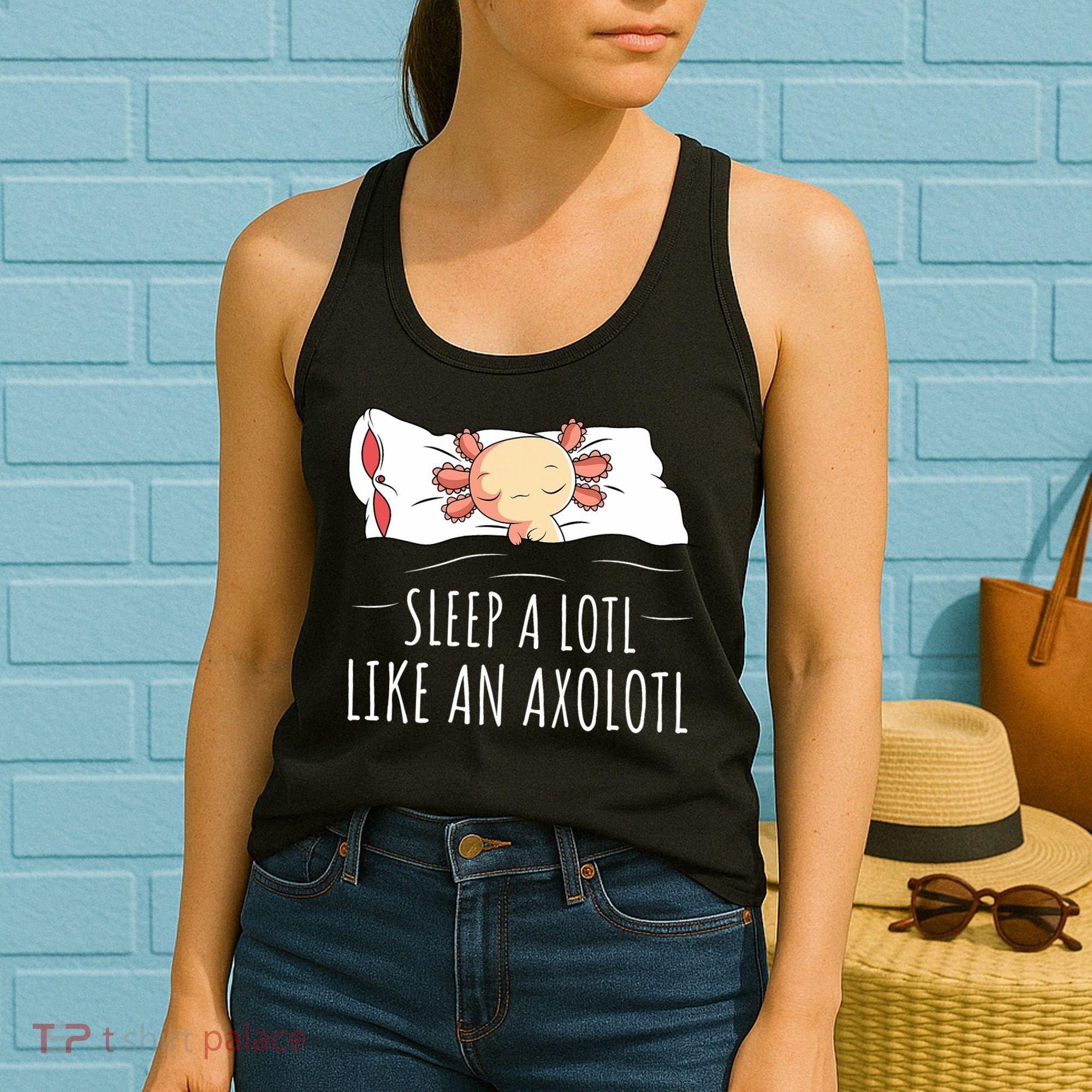 Axolotl Salamander Sleeping   Women's Tank Top