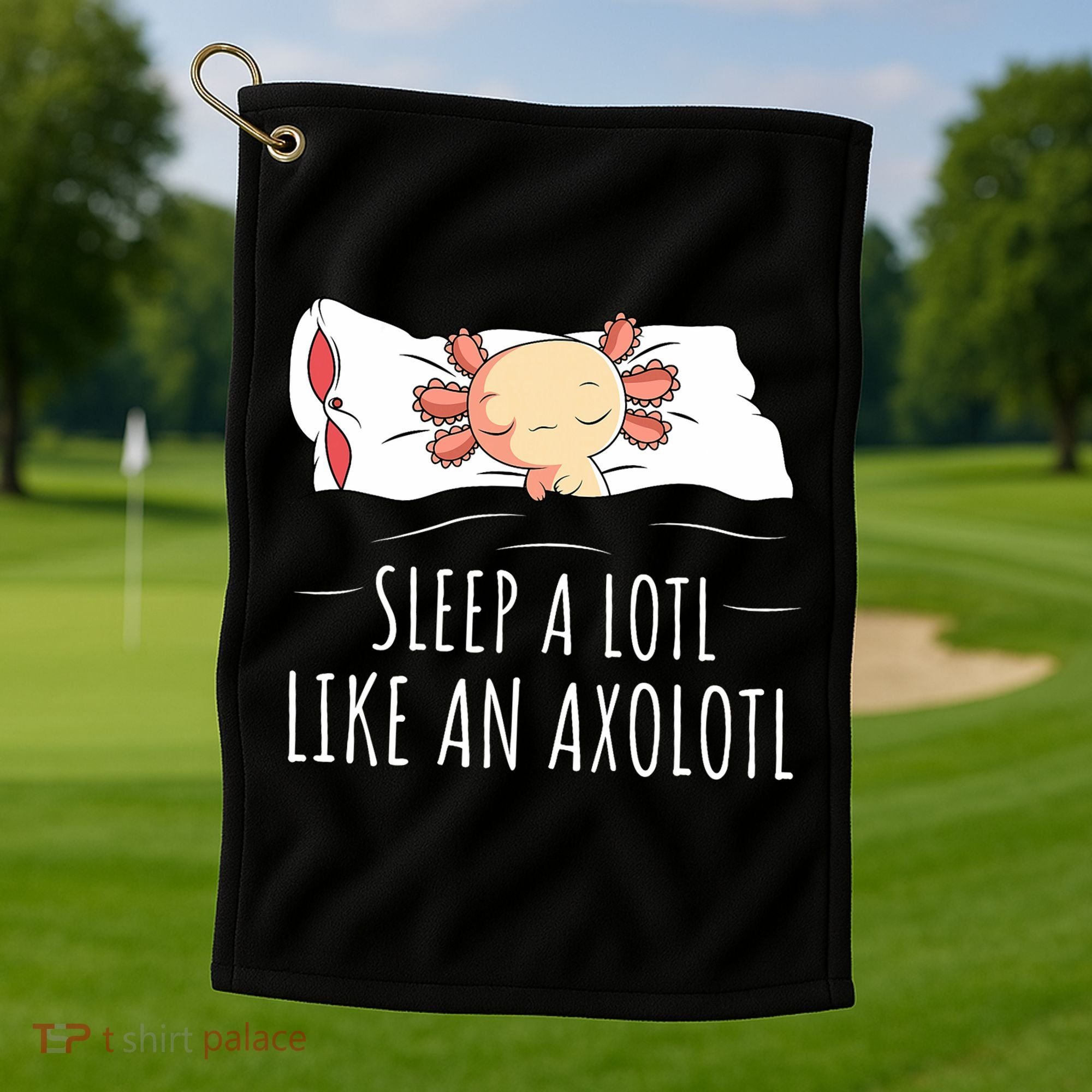 Axolotl Salamander Sleeping   Golf Towel