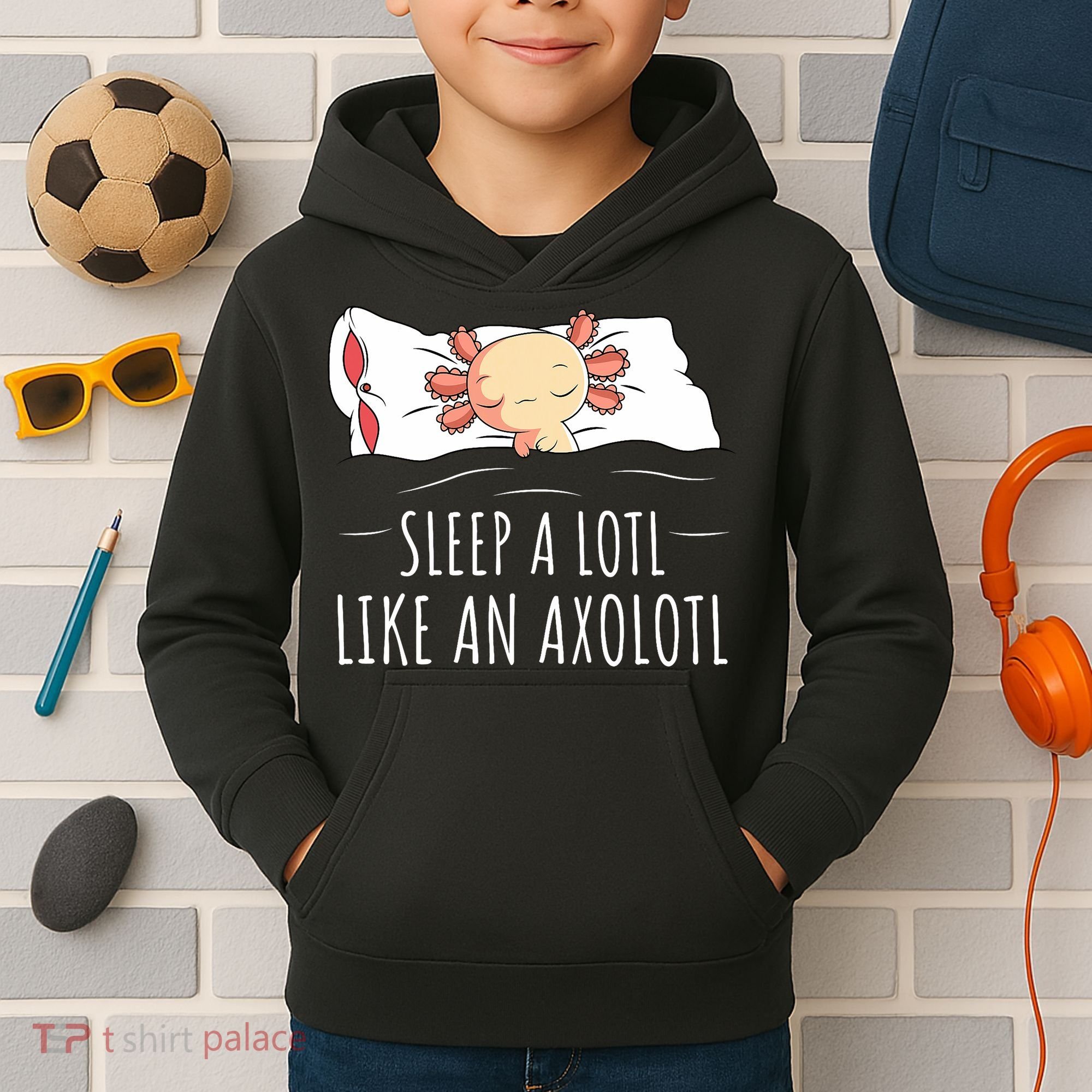 Axolotl Salamander Sleeping   Kids Hoodie
