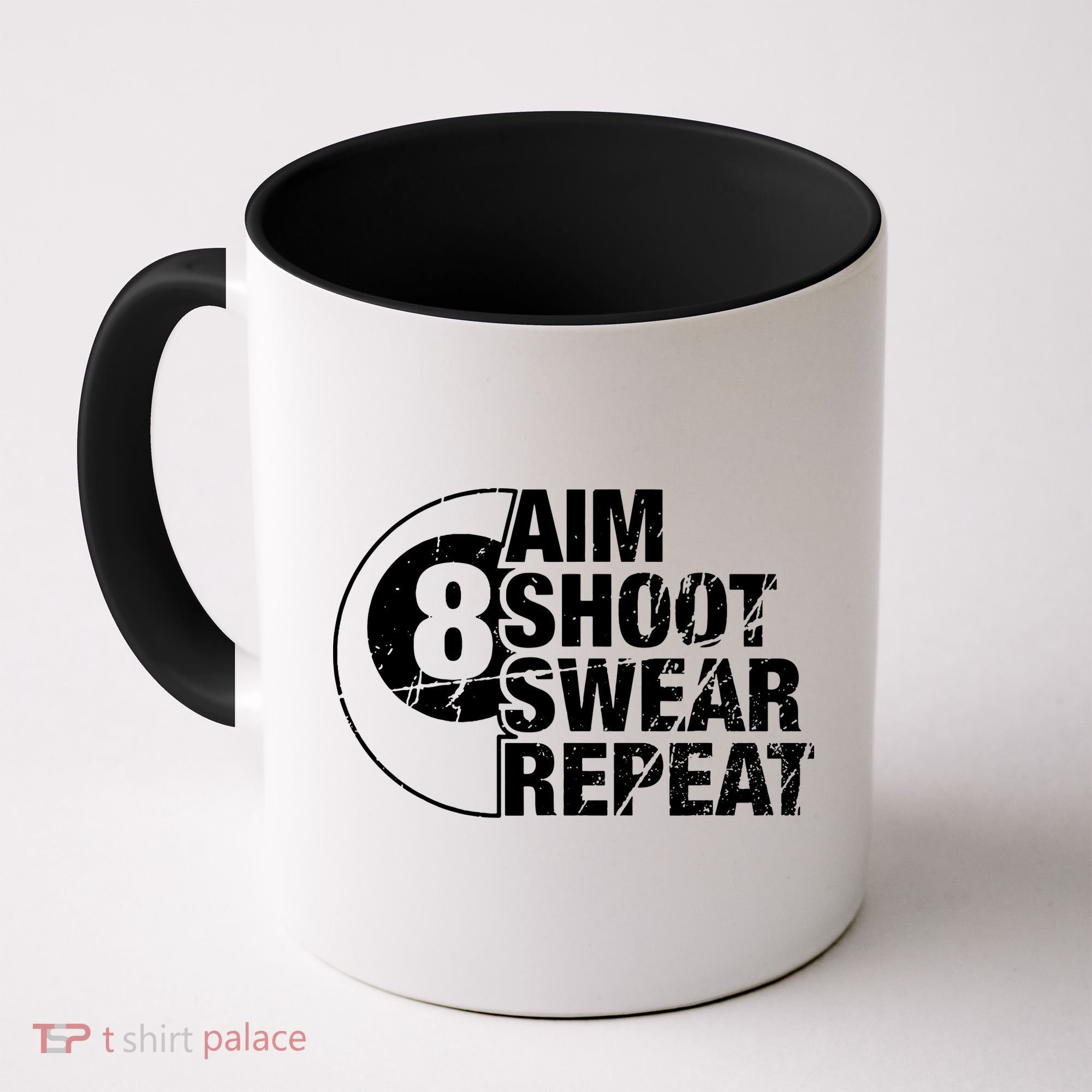 Aim Shoot Swear Repeat 8 Ball Pool Billiards Player Coffee Mug