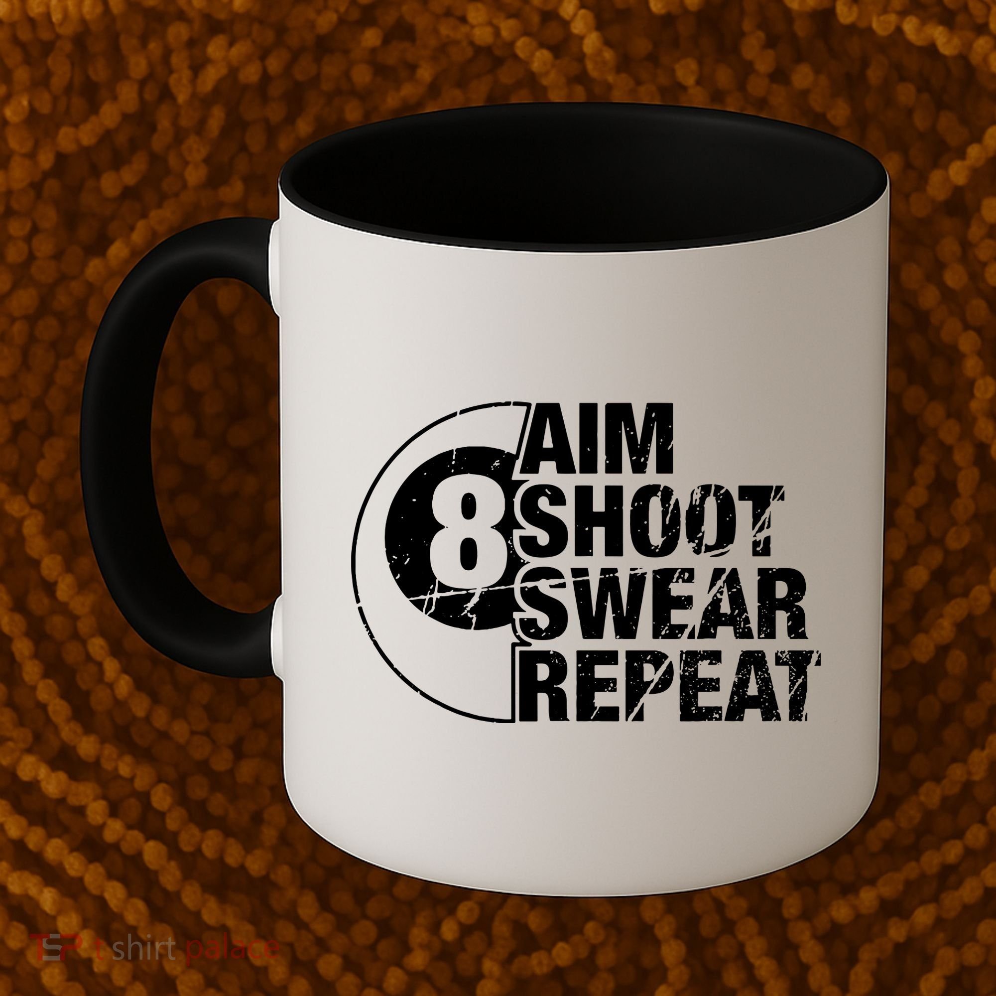 Aim Shoot Swear Repeat 8 Ball Pool Billiards Player Coffee Mug