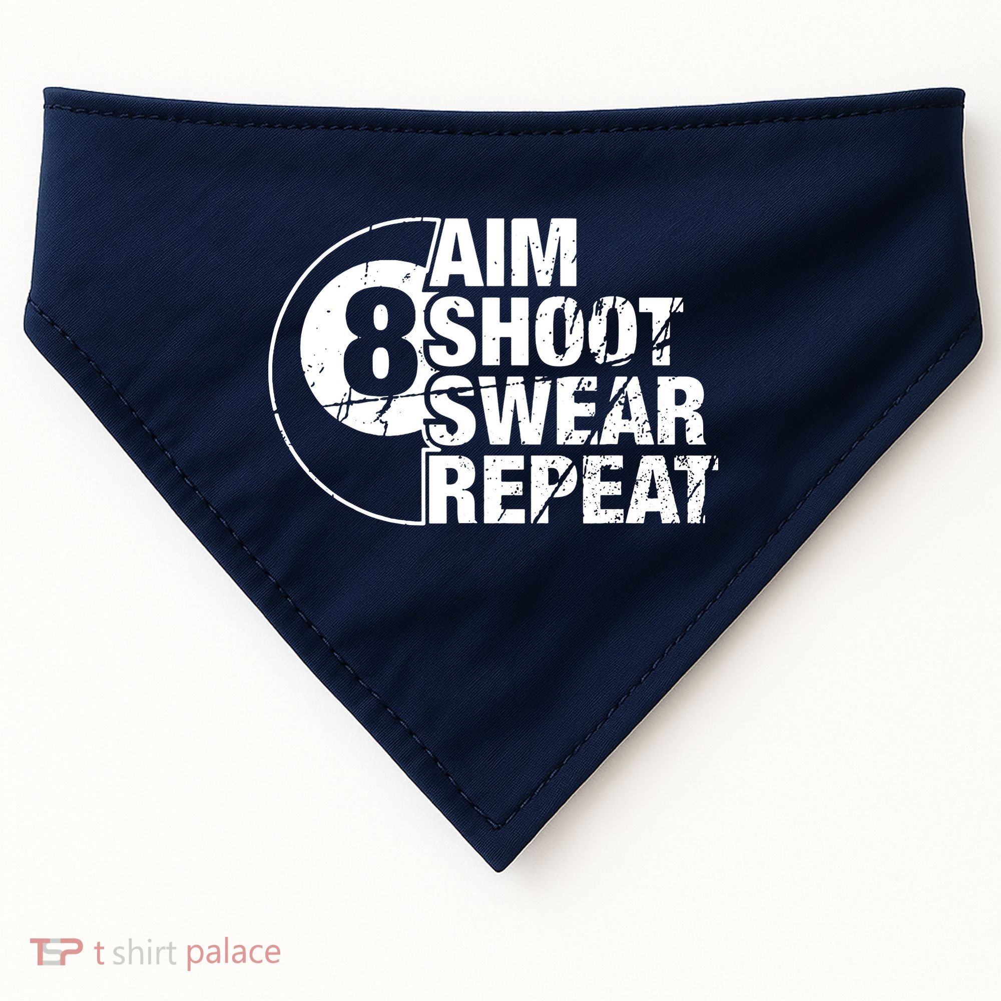 Aim Shoot Swear Repeat 8 Ball Pool Billiards Player USA-Made Doggie Bandana
