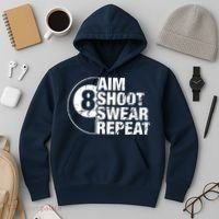 Aim Shoot Swear Repeat 8 Ball Pool Billiards Player Hoodie thumb 3