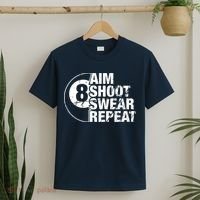 Aim Shoot Swear Repeat 8 Ball Pool Billiards Player T-Shirt thumb 2