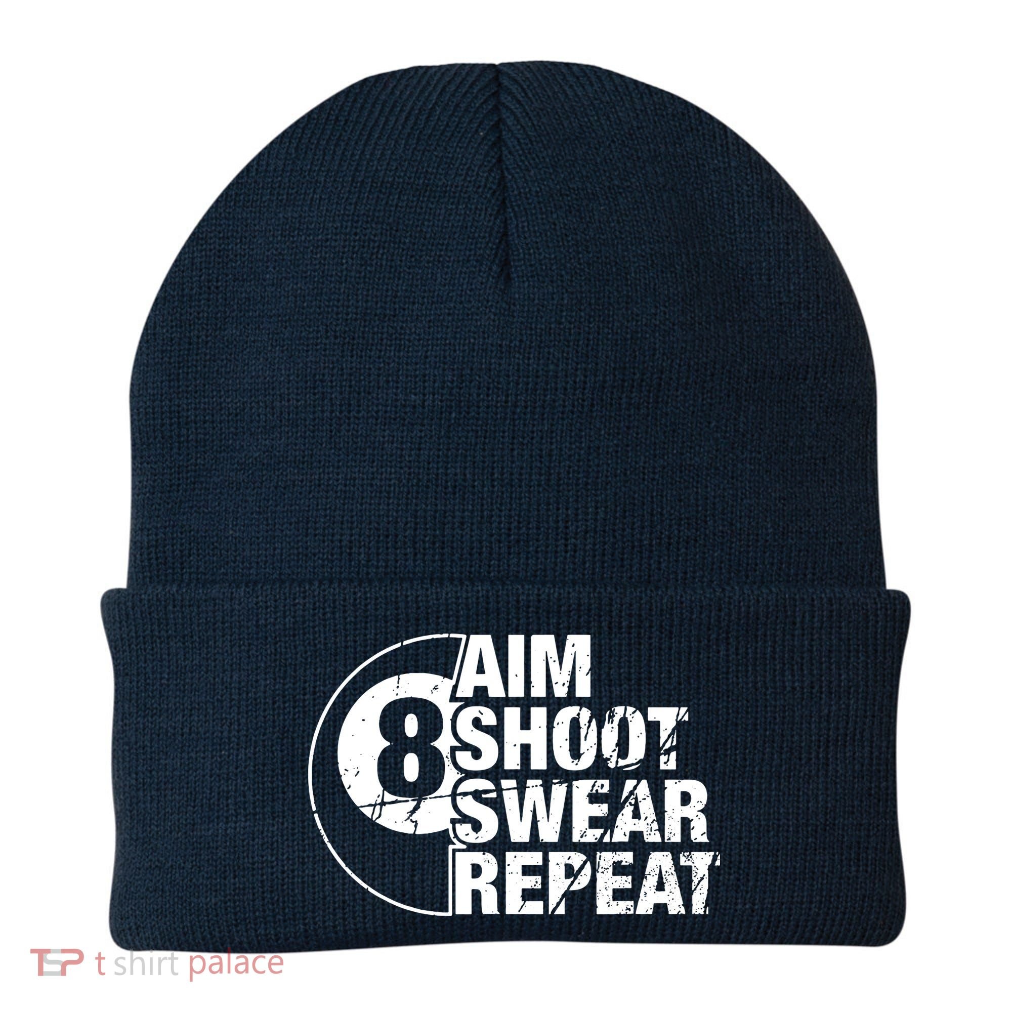Aim Shoot Swear Repeat 8 Ball Pool Billiards Player Beanie