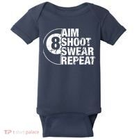 Aim Shoot Swear Repeat 8 Ball Pool Billiards Player Baby Bodysuit thumb 0
